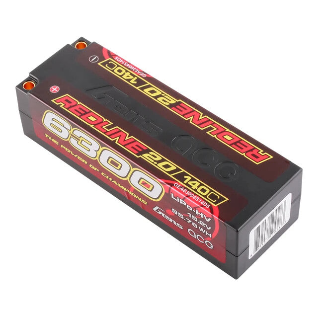 Gens Ace 6300mAh 4S 15.2V 140C HardCase Redline 2.0 Lipo Battery 5mm Bullet
