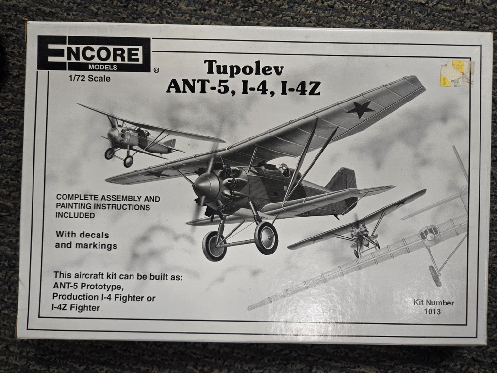 NIB 1:72 Encore kit 1013 Tupolev ANT-5 I-4 I-4Z proto fighter choice 3 finishes