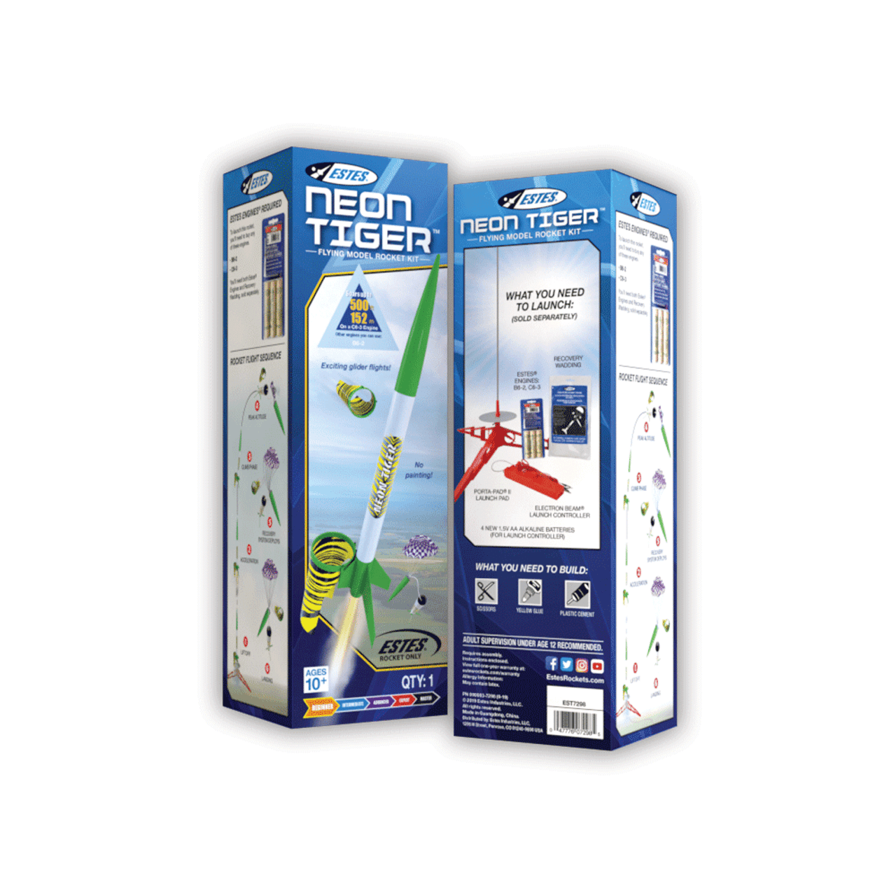 Estes Neon Tiger Snap Together - Model Rocket Kit - Skill Level 1 EST7298 7298