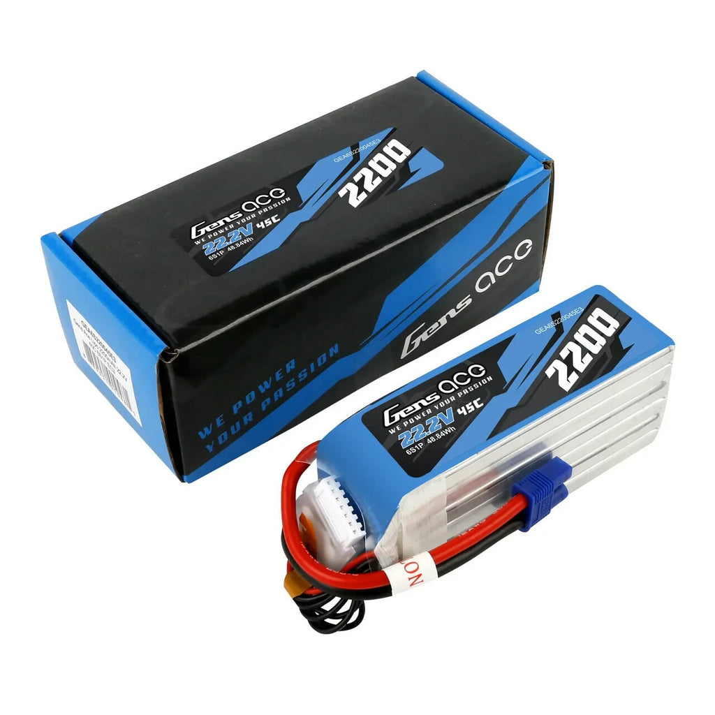 Gens Ace 6s 22.2v 2200 mAh 45c Lipo Battery W/ EC3 For Rc Helicopter / Airplane