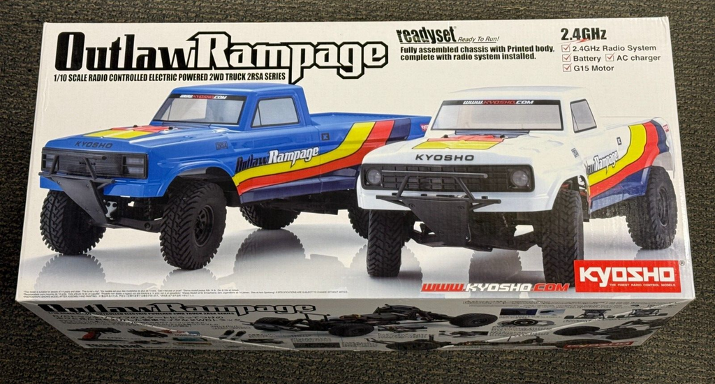 Kyosho 1/10 Electric Outlaw Rampage 2wd Truck Blue Ready Set KYO34361T2