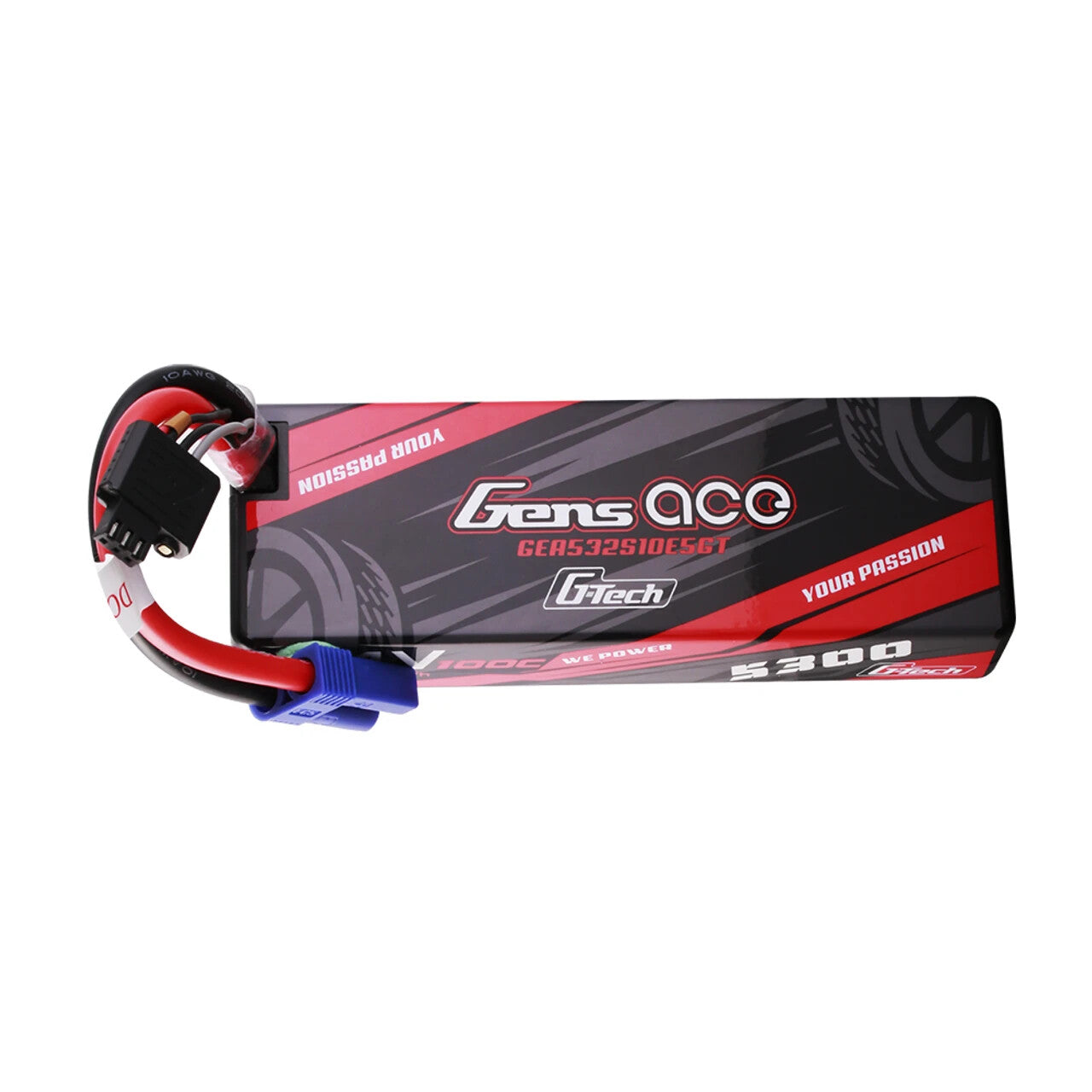 Gens Ace 5300mAh 2S 100C 7.4V HardCase G-Tech GTec Lipo Battery w/ EC5 Plug