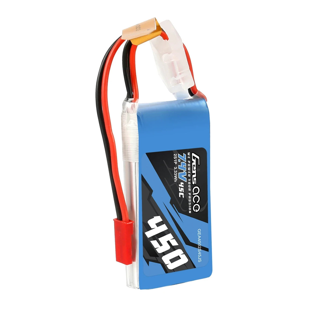 4x Gens Ace 450mAh 2S 45C 7.4V Lipo RC Remote Control Airplane Battery JST Plug