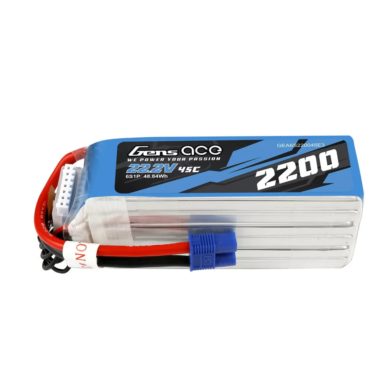 Gens Ace 6s 22.2v 2200 mAh 45c Lipo Battery W/ EC3 For Rc Helicopter / Airplane