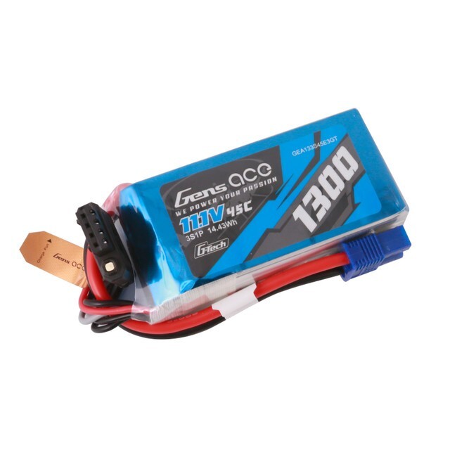 Gens Ace 1300mAh 3S 45C 11.1V G-Tech GTech Lipo RC Battery Pack With EC3 Plug