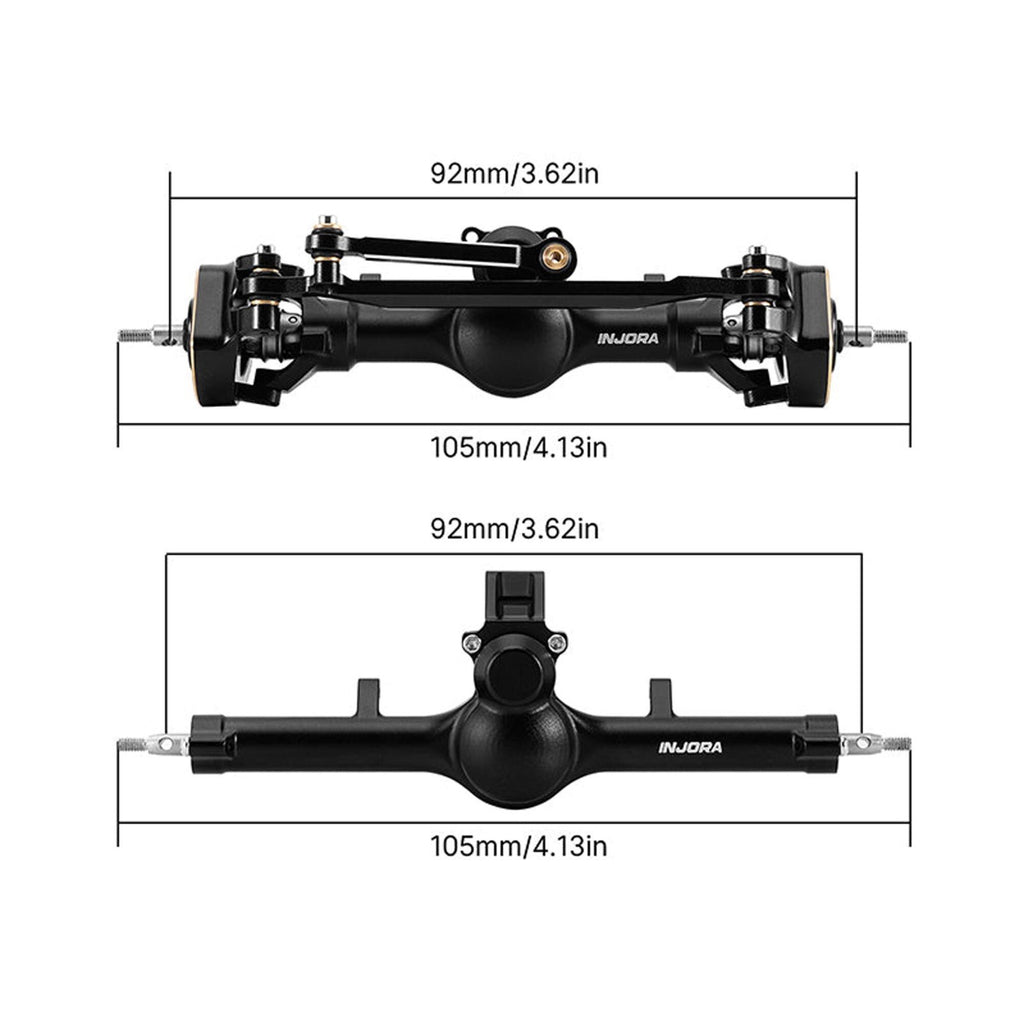 INJORA 4M-104BKFR +5mm Diamond Portal Axles Lay Down Servo TRX-4M Black