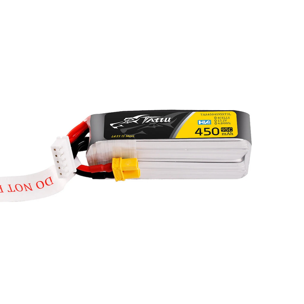 4x Tattu 450mAh 4S 95C 15.2V Lipo RC Drone Battery Pack With XT30 Plug Long Size