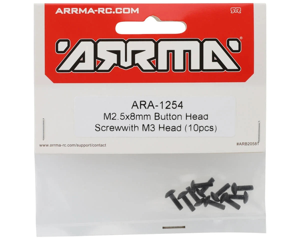 ARRMA M2.5x8mm Button Head Screw with M3 Head 10x ARA-1254 Granite Typhon Mojave