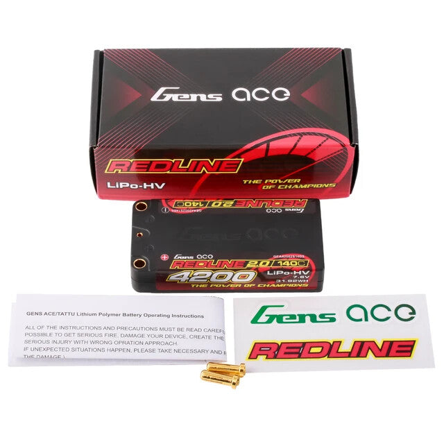 2x Gens Ace 4200mAh 140C 7.6V 2S Lipo Battery HV HardCase Shorty For 1/10 RC Car