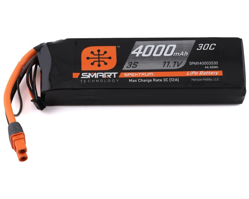 Spektrum RC 3S 11.1V 4000mAh Smart LiPo Battery Pack IC3 Connector SPMX40003S30