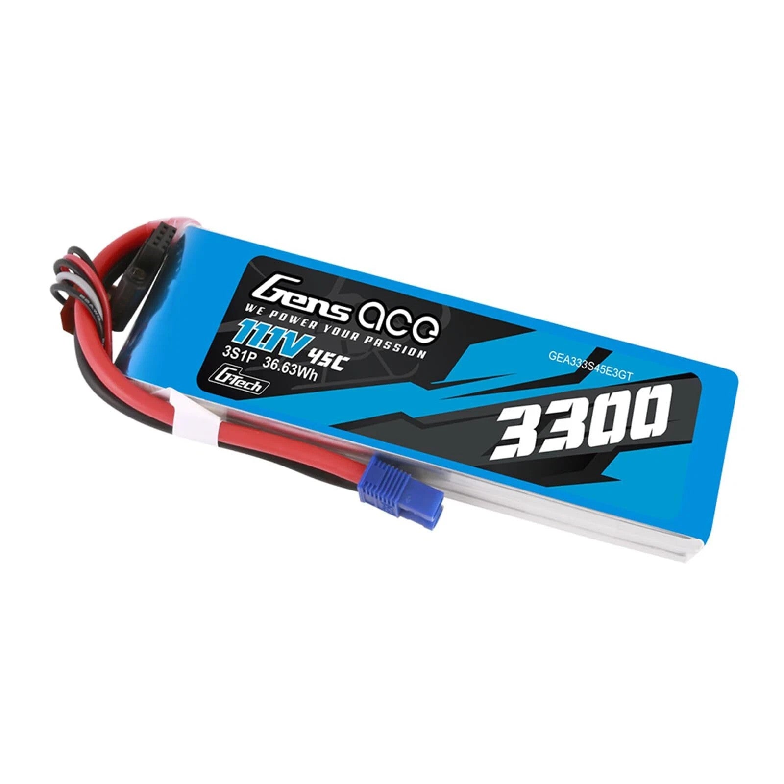 Gens Ace G-Tech 3300mAh 45C 11.1V 3S Lipo Battery with EC3 Plug : Blade 360 CFX
