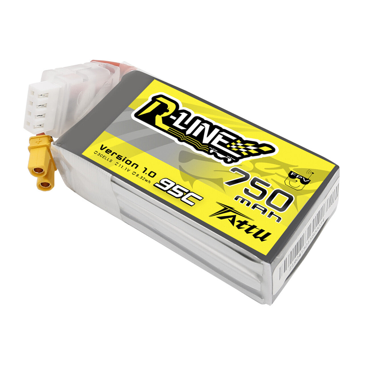 6x Tattu R-Line 11.1v 3s 750mah 95c Racing Quad Drone Lipo Battery XT30