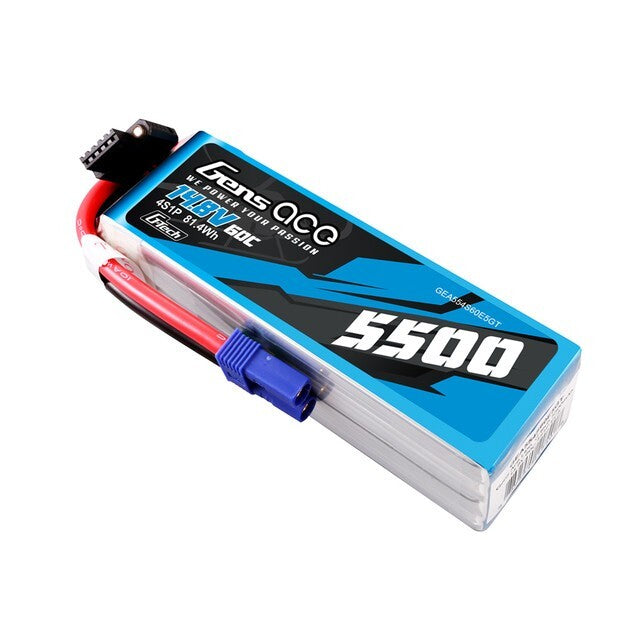 Gens Ace 5500mAh 4S 60 14.8VC G-Tech Lipo Battery Pack With EC5 Plug