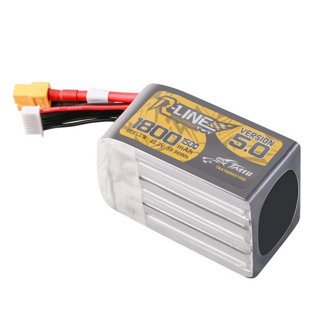 2x Tattu R-Line Version 5.0 1800mAh 6S 150C 22.2V Lipo Battery Pack : XT60 Plug