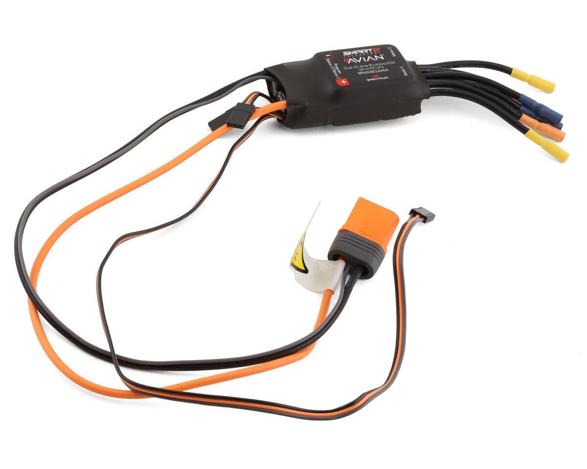 Spektrum RC Avian Dual 40 Amp 3-6S Brushless Smart ESC Speed Control SPMXAE1240A