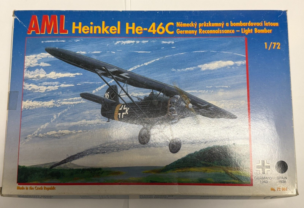 AML 1/72 Plastic Model Kit Heinkel He-46C #72001 Open Box Parts Sealed