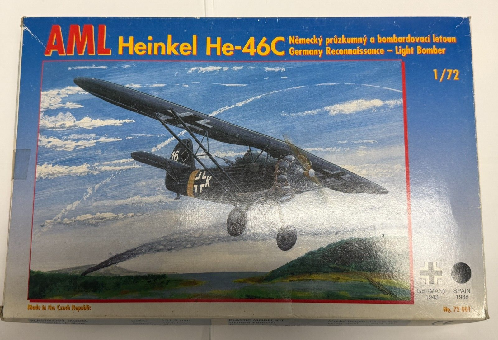 AML 1/72 Plastic Model Kit Heinkel He-46C #72001 Open Box Parts Sealed