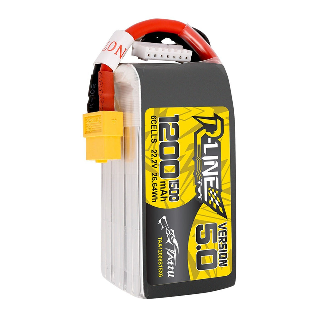 2x Tattu R-Line Version 5.0 1200mAh 6S 150C 22.2V Lipo Battery Pack w/ XT60 Plug