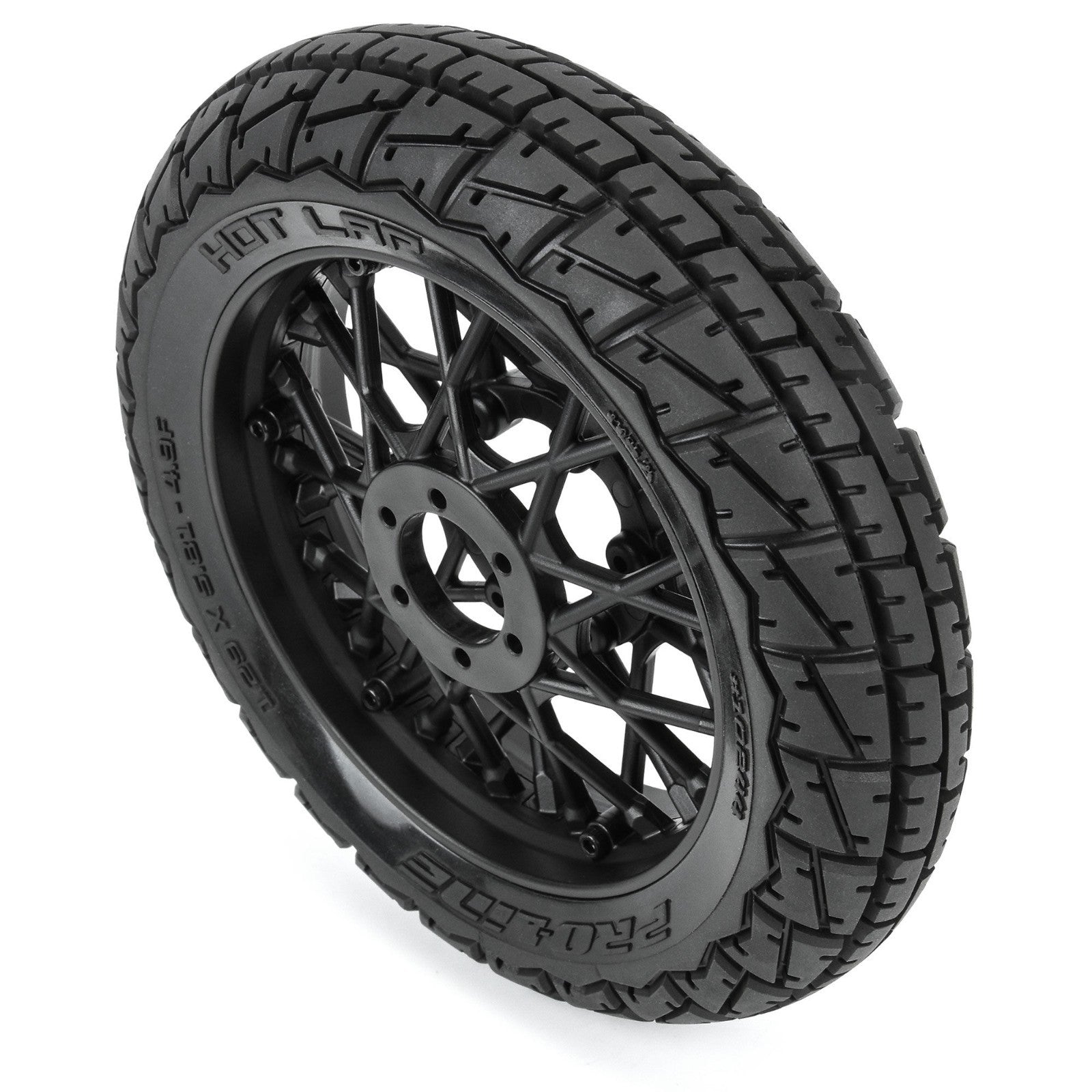 ProLine PRO1024410 Hot Lap S3 Motorcycle Front Tire Mounted on Black Supermoto