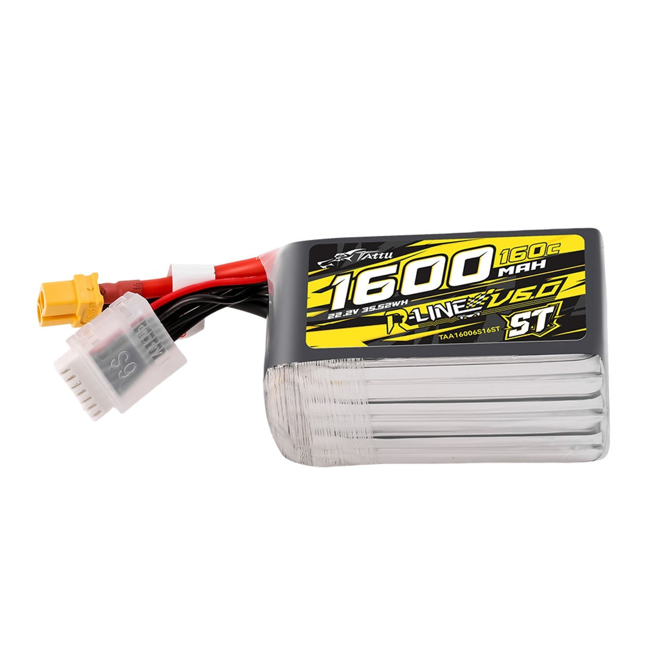 2x Tattu R-Line Version 6.0 1600mAh 160C 6S 22.2V ST Lipo Battery Pack with XT60