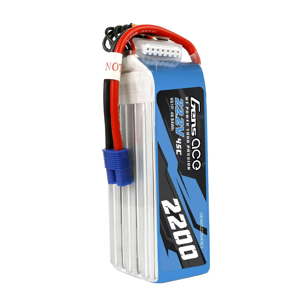 Gens Ace 6s 22.2v 2200 mAh 45c Lipo Battery W/ EC3 For Rc Helicopter / Airplane