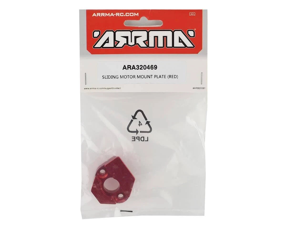 Arrma 1/8 BLX Aluminum Sliding Motor Mount Plate (Red) ARA320469 : 6S Kraton