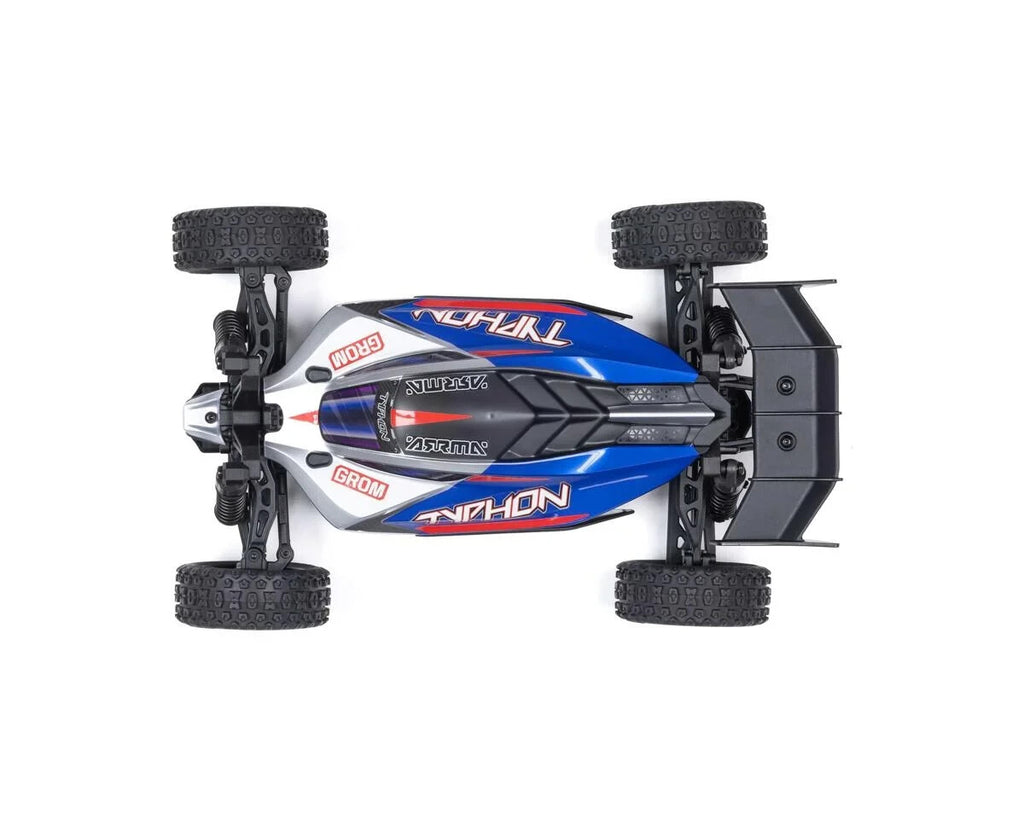 Arrma Typhon Grom MEGA 4WD 380 Brushed 1/18 Buggy RTR Blue/Silver ARA2106T1