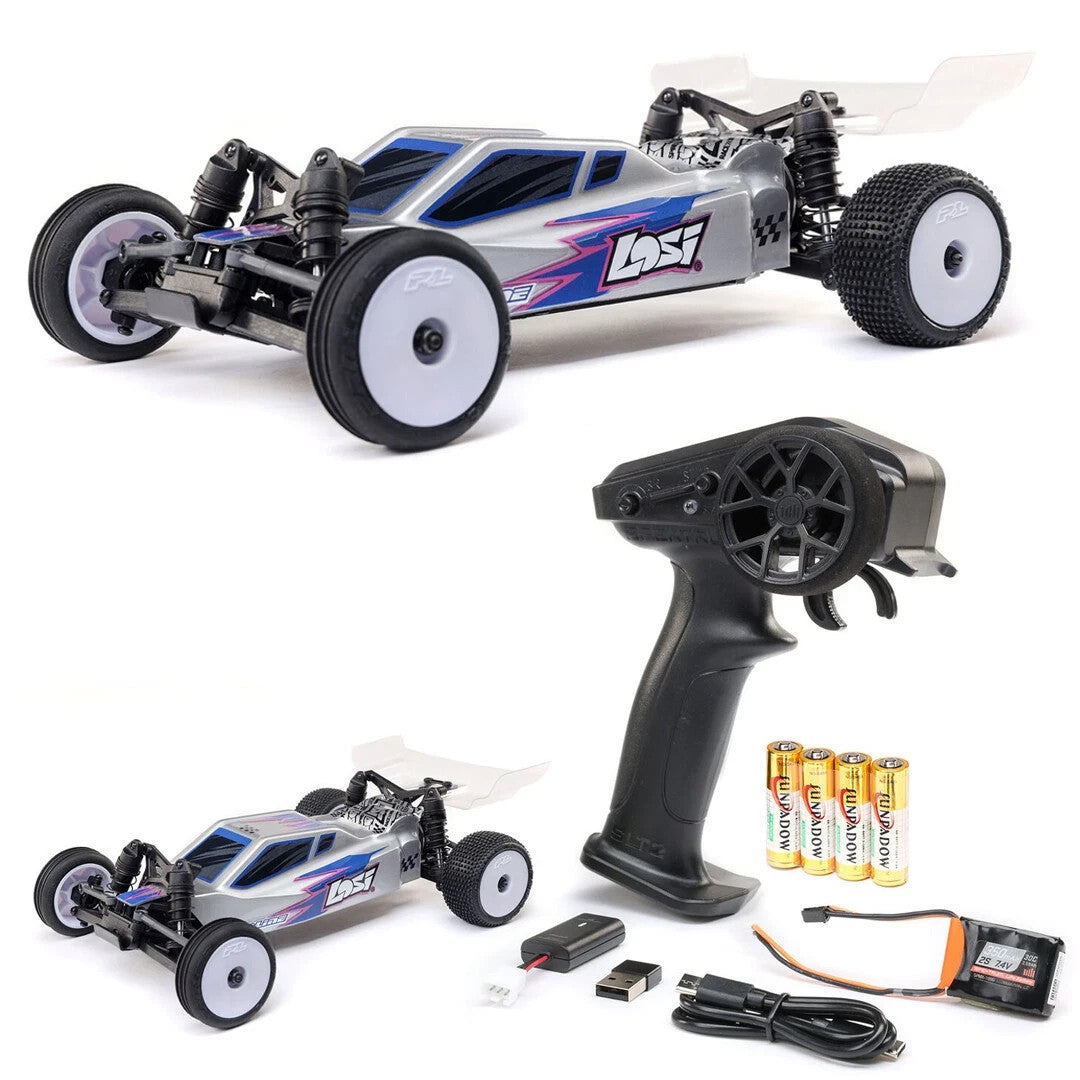 Losi LOS00007T2 1/24 Scale Micro-B MicroB 2WD RTR Ready to Run Buggy : Silver