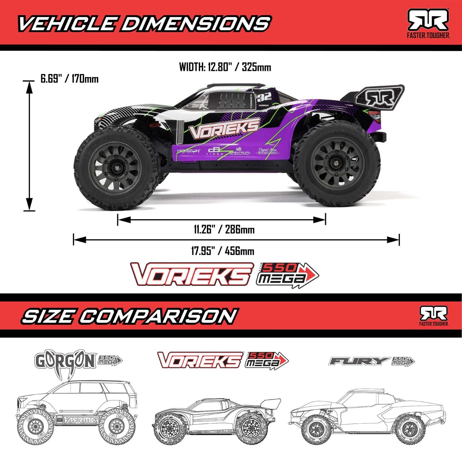 ARRMA ARA3205ST2 Vorteks 2WD MEGA RTR Brushed 1/10 Stadium Truck w/ Battery HH