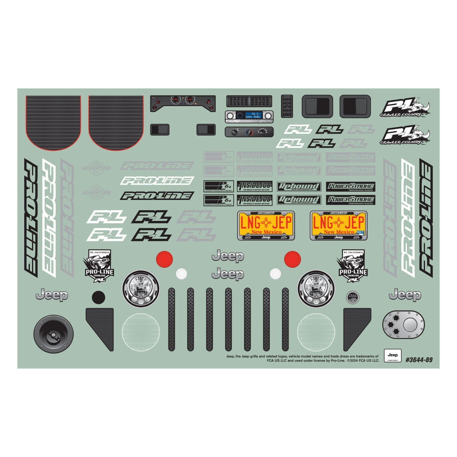 Pro-Line 364400 2004 J33P LJ Clear Body with Trail Cage & Scale Molded Accessori