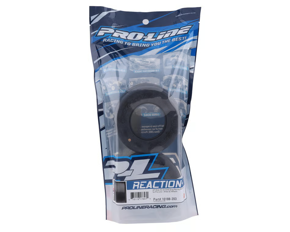 ProLine PRO10188203 Reaction+ HP Wide SC S3 BELTED Drag RC Car Tires (2)