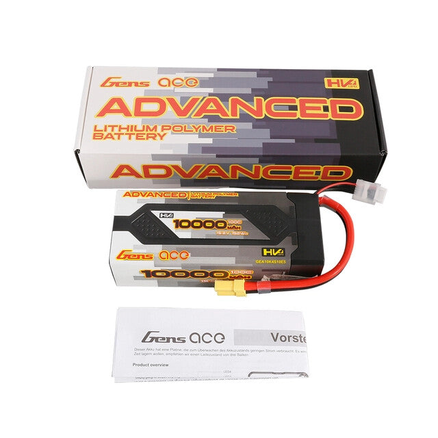 2x Gens Ace Advanced 10000mAh 15.2V 100C 4S HardCase Lipo Battery Pack EC5 ARRMA