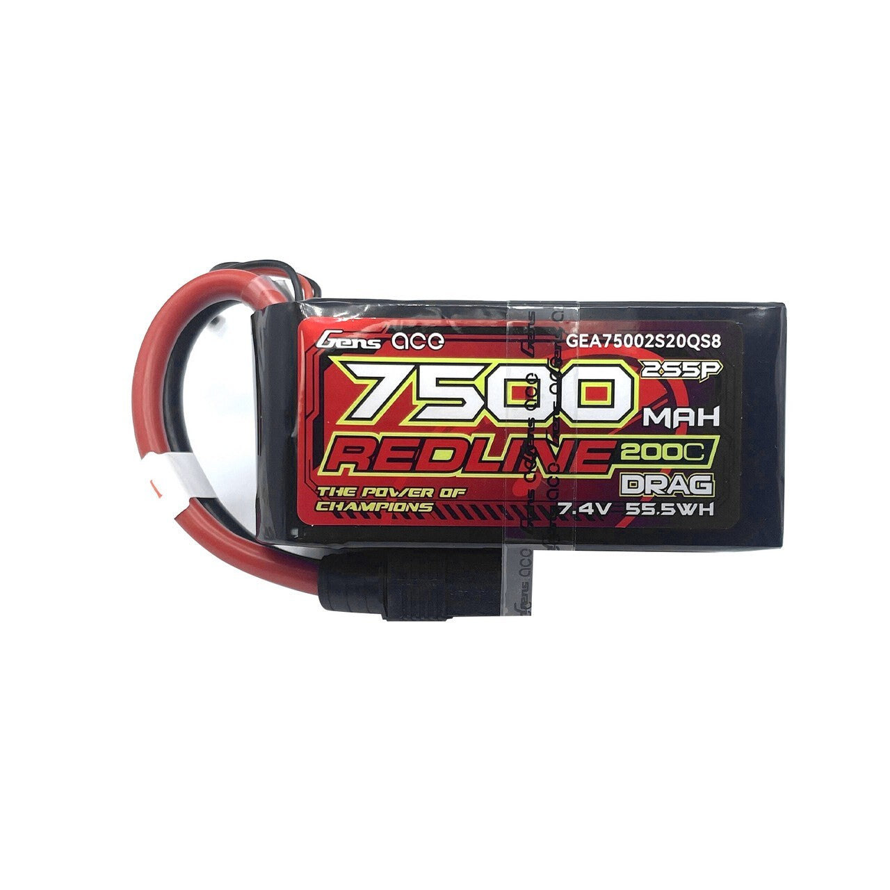 Gens Ace Lipo Redline Drag Race 7500mAh 7.4V 2S 200C With QS8 Plug Battery