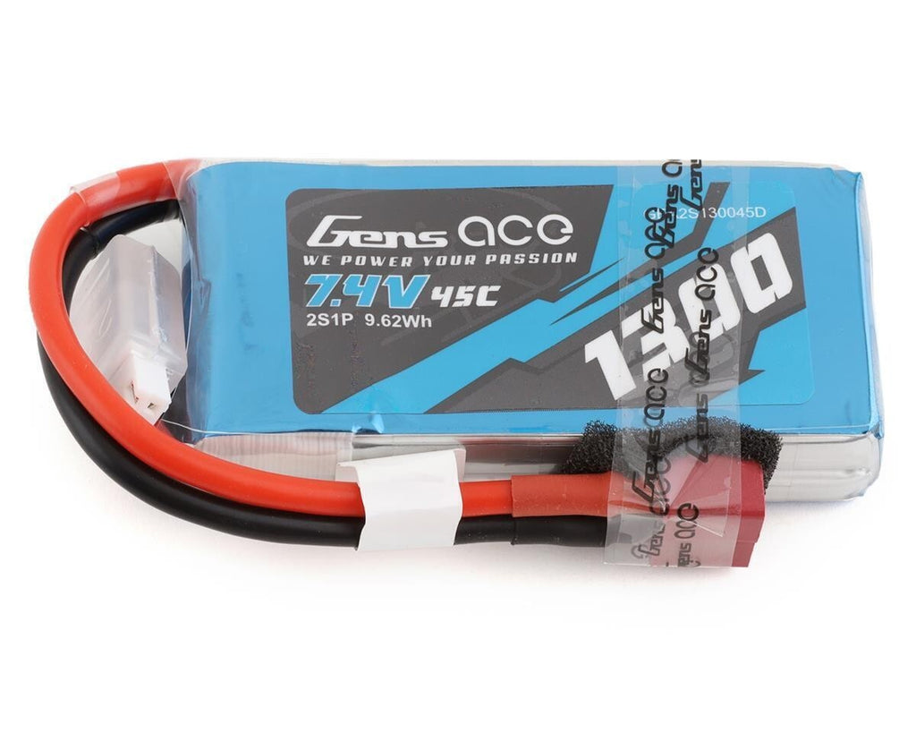Gens Ace 1300mAh 2S 7.4V 45C RC Airplane Lipo Battery Pack W/ Deans T Ultra Plug