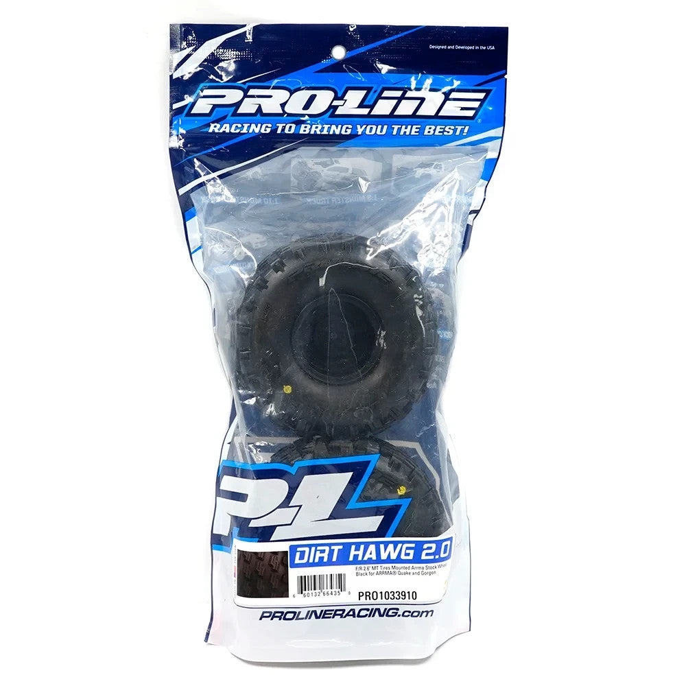 ProLine Dirt Hawg 2.0 F/R 2.6" MT Tires Stock Wheel For ARRMA QUAKE PRO1033910
