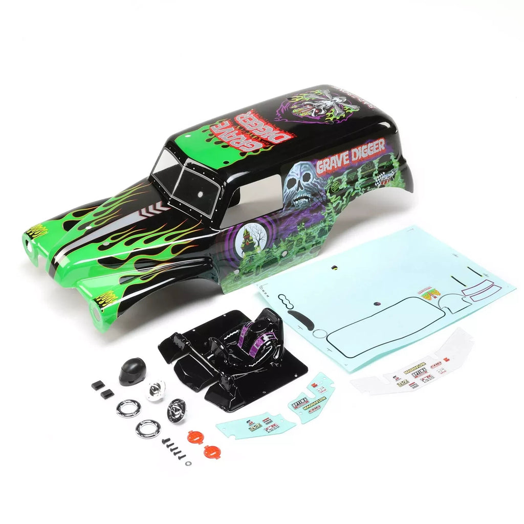 Team Losi RC Remote Control Truck Body Set Painted Grave Digger LMT LOS240013