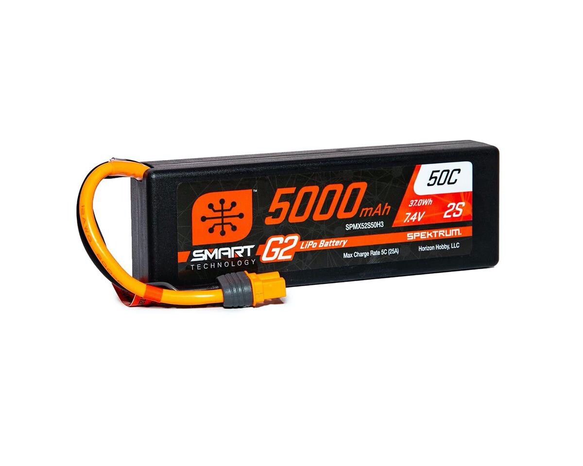 Spektrum RC 2S Smart LiPo 50C Hard Case Battery 7.4V 5000mAh w/ IC3 Connector