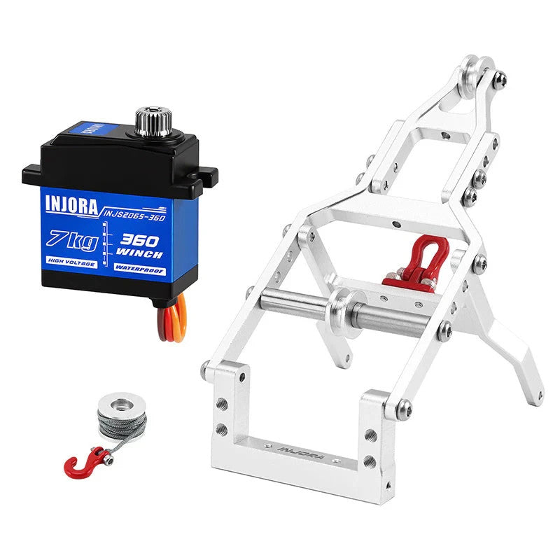INJORA S2065-360-194SR Tow Truck Crane Kit & 7KG Winch Servo SCX24 Silver