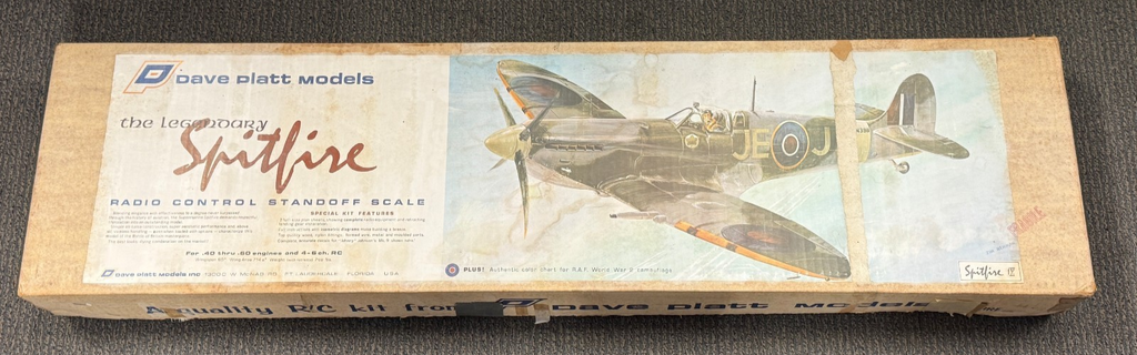 New Dave Platt Models RC Remote Control .60 60 Size Spitfire Balsa Wood Kit