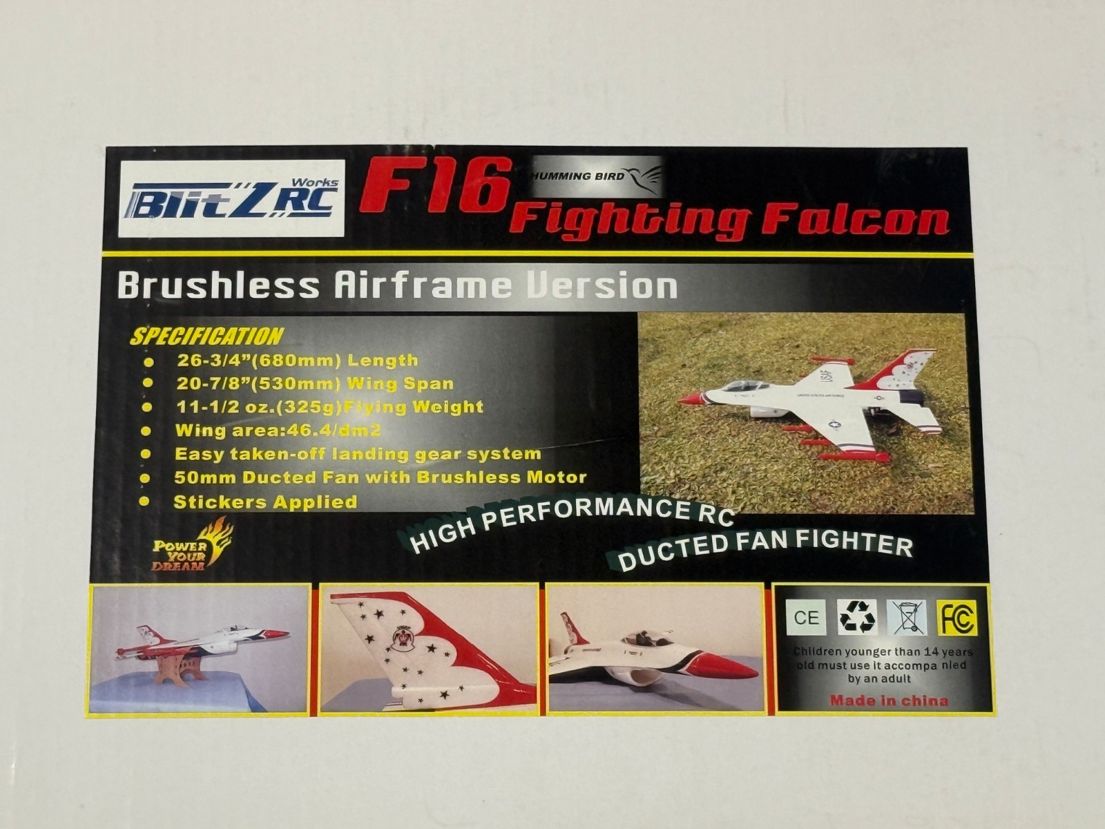 New Blitz RC F16 F-16 Fighting Falcon Brushless Replacement Airframe