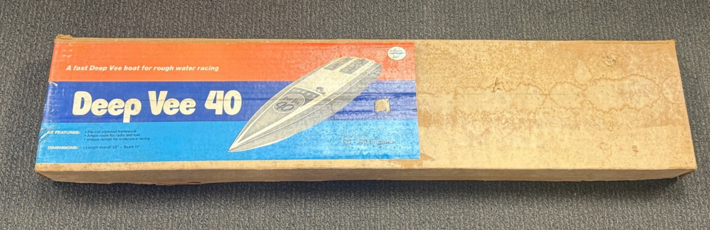 Vintage Dumas Deep Vee 40 RC Boat Kit .40 Engine Wooden Model Boat Unbuilt NOS