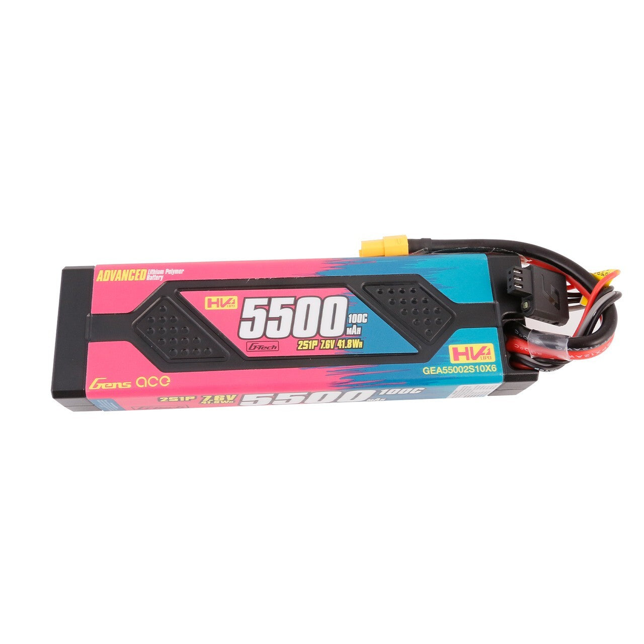Gens Ace 5500mAh 2S 7.6V 100C HardCase Advanced Lipo Battery Pack With XT60 Plug