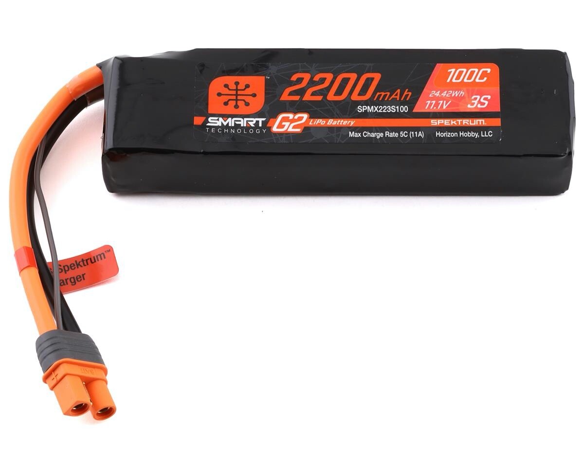 Spektrum RC 3S Smart G2 LiPo 100C Battery Pack 11.1V 2200mAh w/ IC3 Connector