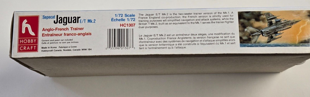 Sepecat Jaguar E/T Mk.2 Anglo French Trainer Jet Model Kit Hobby Craft 1:72 NIB