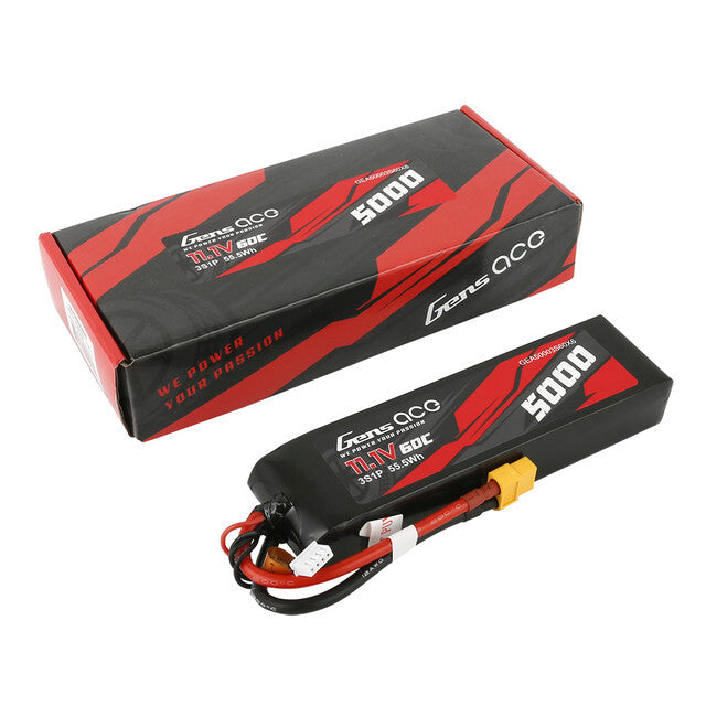 Gens Ace 11.1V 60C 3S 5000mAh Lipo RC Car Truck Battery Pack With XT60 Plug