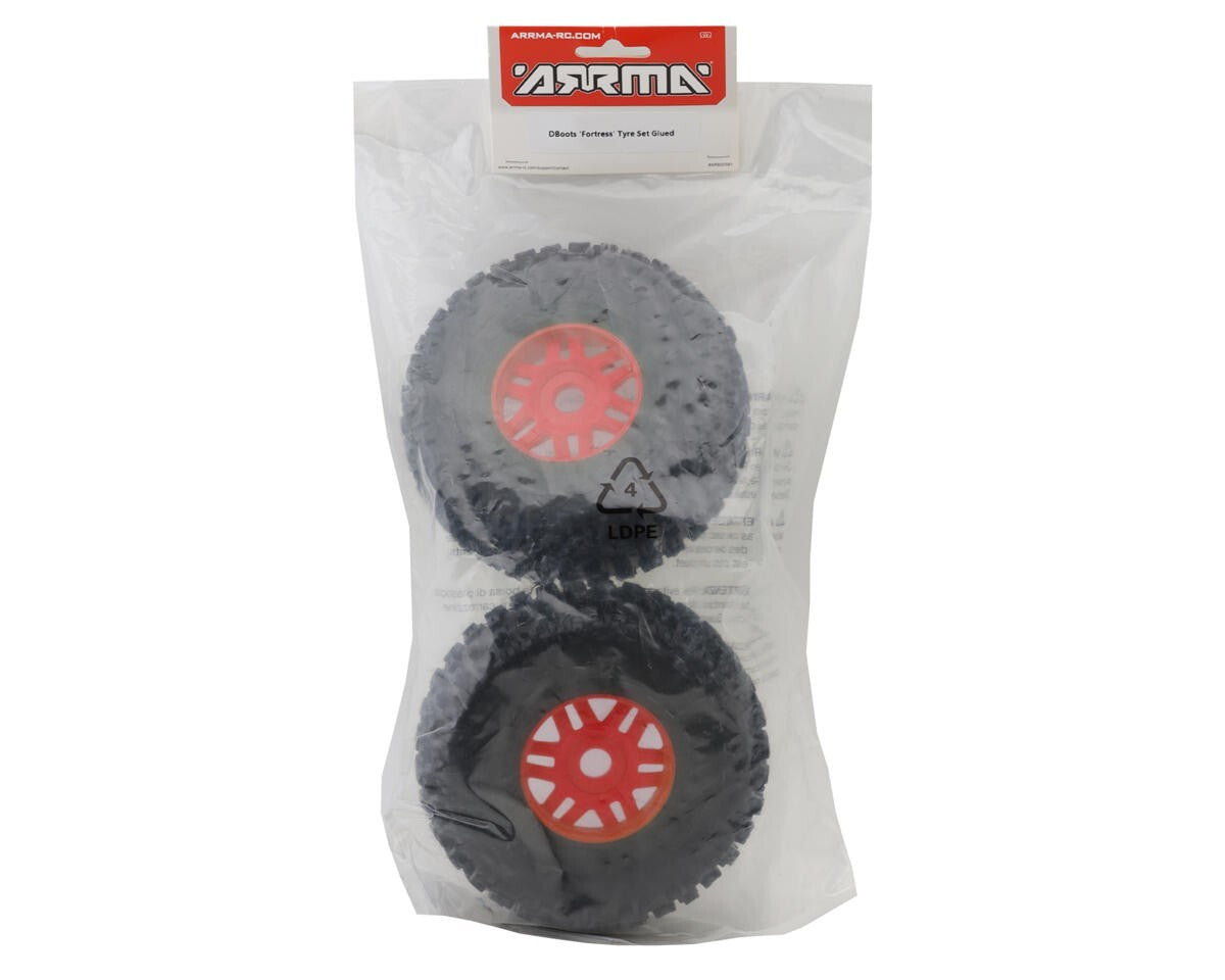 Arrma Mojave 6S BLX 1/7 Scale dBoots "Fortress" Pre-Mounted Tire Set Red (2)