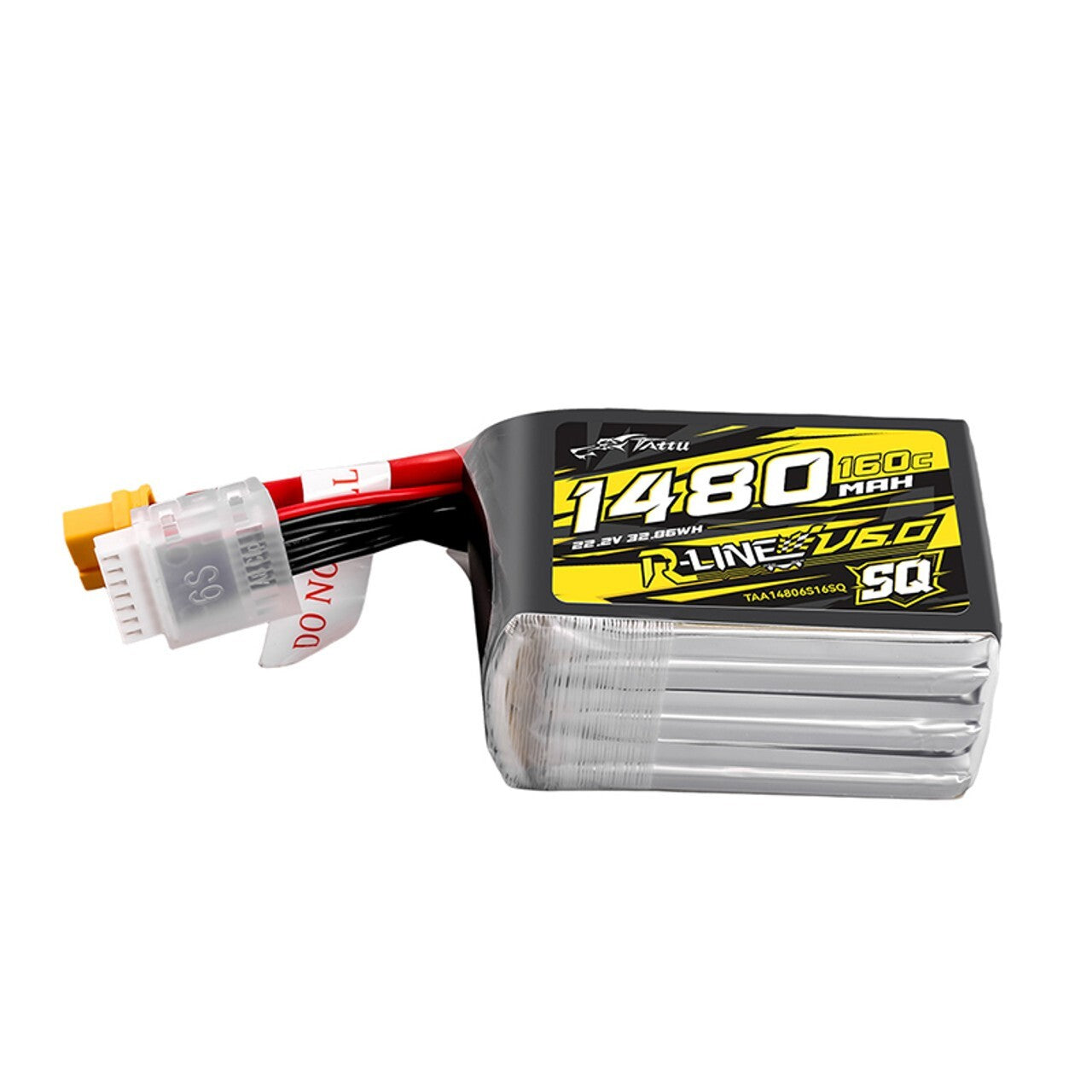 Tattu R-Line Version 6.0 1480mAh 160C 6S 22.2V SQ Lipo Battery Pack with XT60
