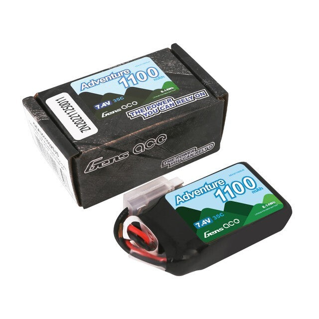 2x Gens Ace Adventure 1100mAh 2S 7.4V 35C Lipo Battery Pack : Axial SCX24