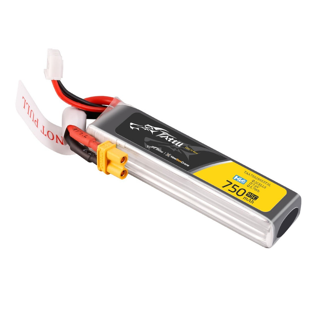 4x Tattu 750mAh 2S 95C 7.6V R-Line HV Lipo Drone Battery Pack with XT30 Plug