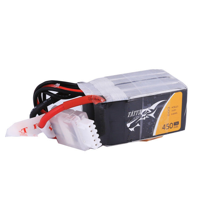 4x Tattu 14.8V 75C 4S 450mAh Lipo RC Remote Control Battery Pack With XT30 Plug